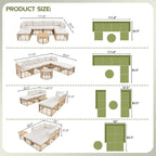 7 Pcs Outdoor Furniture Set, All-Weather Rattan Sectional Sofa Set with Thick Cushions and Pillows, Round Coffee Table