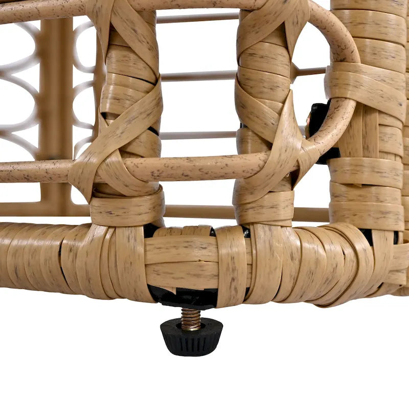 7 Pcs Outdoor Furniture Set, All-Weather Rattan Sectional Sofa Set with Thick Cushions and Pillows, Round Coffee Table
