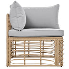 7 Pcs Outdoor Furniture Set, All-Weather Rattan Sectional Sofa Set with Thick Cushions and Pillows, Round Coffee Table