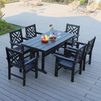 7 Piece Patio Outdoor Furniture Set, Garden Outdoor Dining Table Set with 6 Chairs, Dining Table with Umbrella Hole