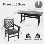 7 Piece Patio Outdoor Furniture Set, Garden Outdoor Dining Table Set with 6 Chairs, Dining Table with Umbrella Hole