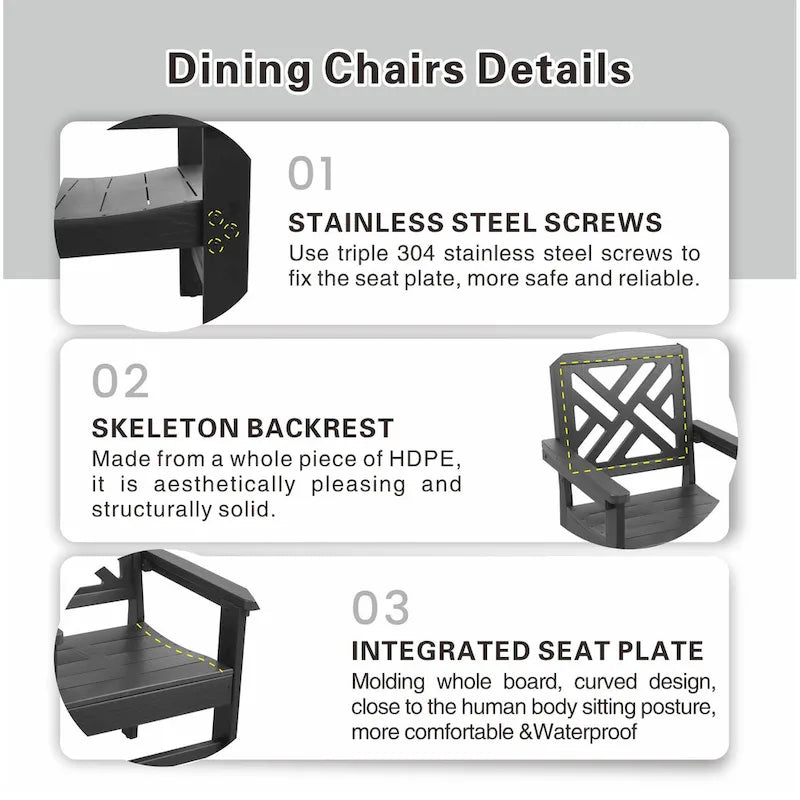 7 Piece Patio Outdoor Furniture Set, Garden Outdoor Dining Table Set with 6 Chairs, Dining Table with Umbrella Hole