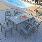 7 Piece Patio Outdoor Furniture Set, Garden Outdoor Dining Table Set with 6 Chairs, Dining Table with Umbrella Hole