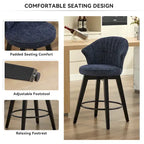 Swivel Bar Stools Set of 2, Upholstered Dining Room Chairs with Wide Backrest, Counter Height Chair with Metal Legs