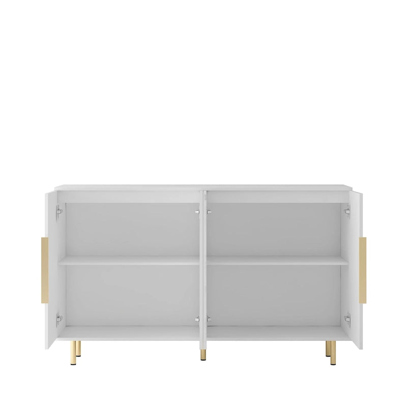 Buffet Cabinet with Fluted Decorative Doors, Wood Sideboard Cabinet with Metal Handles, Storage Cabinet with Adjustable Shelves
