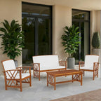 Jubil 4-Piece Outdoor Acacia Chat Set with Beige Cushions