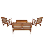 Jubil 4-Piece Outdoor Acacia Chat Set with Beige Cushions