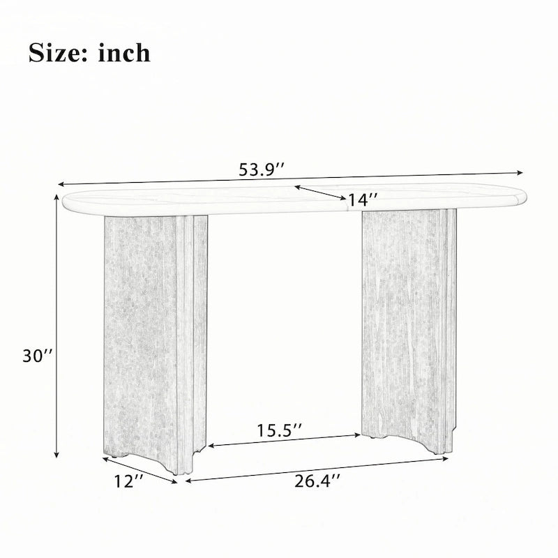 Narrow Console Table, Entryway Table,Navy+White