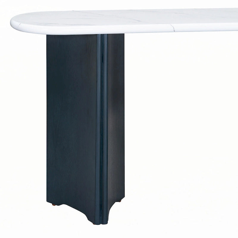 Narrow Console Table, Entryway Table,Navy+White