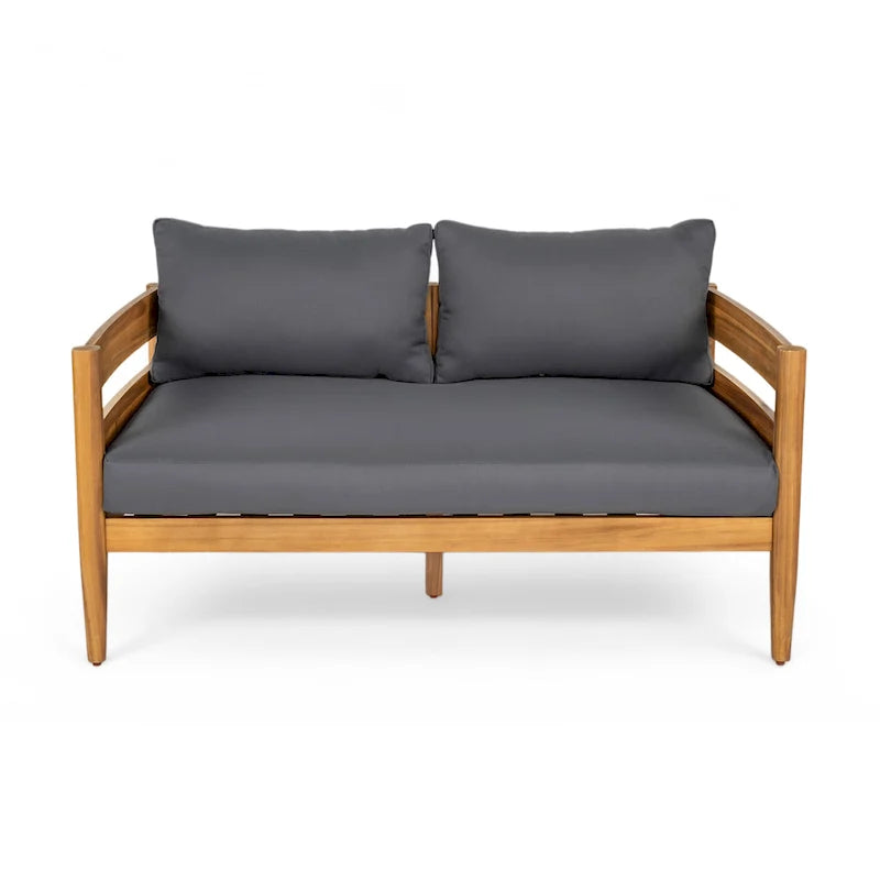 Christopher Knight Home- Avery Curved Acacia Wood Outdoor 5 Piece Chat Set