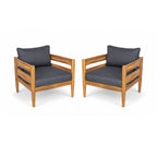 Christopher Knight Home- Avery Curved Acacia Wood Outdoor 5 Piece Chat Set