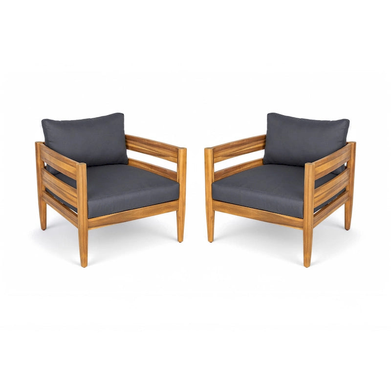 Christopher Knight Home- Avery Curved Acacia Wood Outdoor 5 Piece Chat Set