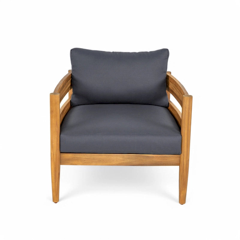 Christopher Knight Home- Avery Curved Acacia Wood Outdoor 5 Piece Chat Set