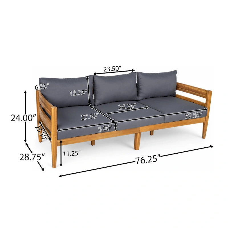 Christopher Knight Home- Avery Curved Acacia Wood Outdoor 5 Piece Chat Set