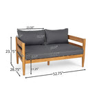 Christopher Knight Home- Avery Curved Acacia Wood Outdoor 5 Piece Chat Set