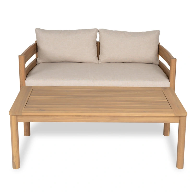 Christopher Knight Home- Avery Curved Acacia Wood Outdoor 5 Piece Chat Set