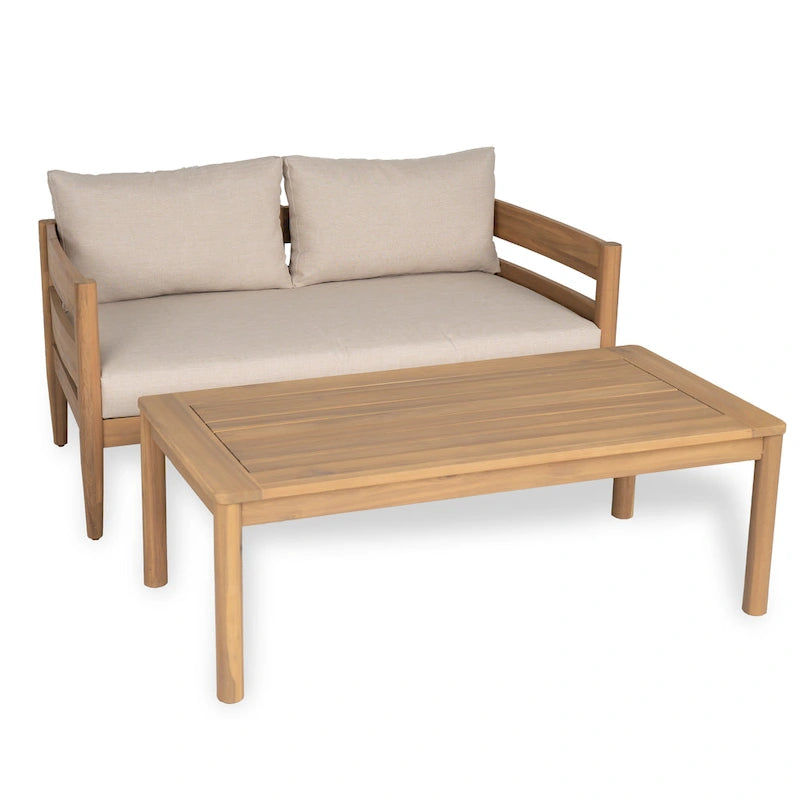 Christopher Knight Home- Avery Curved Acacia Wood Outdoor 5 Piece Chat Set