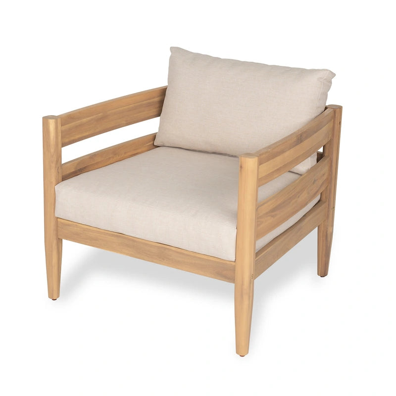 Christopher Knight Home- Avery Curved Acacia Wood Outdoor 5 Piece Chat Set