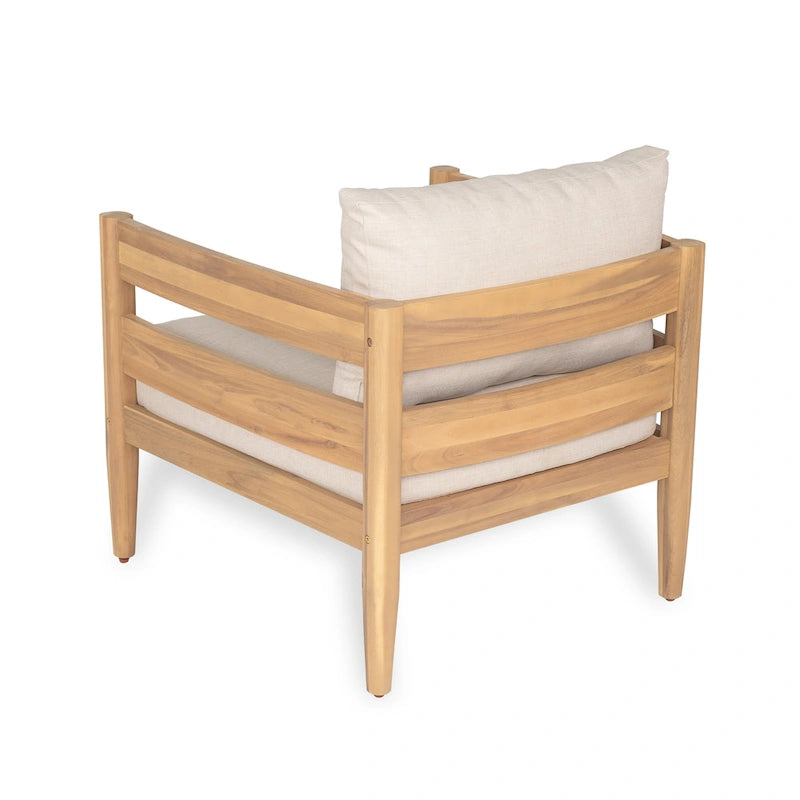 Christopher Knight Home- Avery Curved Acacia Wood Outdoor 5 Piece Chat Set