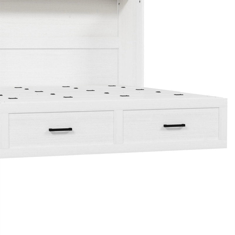Farmhouse Murphy Bed Wall Bed with a Large Drawer, Full/Queen Size Foldable Murphy Cabinet Bed with Charging Station