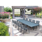 Tropea Dark Grey 11-Piece Aluminum Outdoor Dining Set with Sling Set in Midnight Grey - N/A