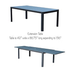 Tropea Dark Grey 11-Piece Aluminum Outdoor Dining Set with Sling Set in Midnight Grey - N/A