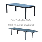 Tropea Dark Grey 11-Piece Aluminum Outdoor Dining Set with Sling Set in Midnight Grey - N/A