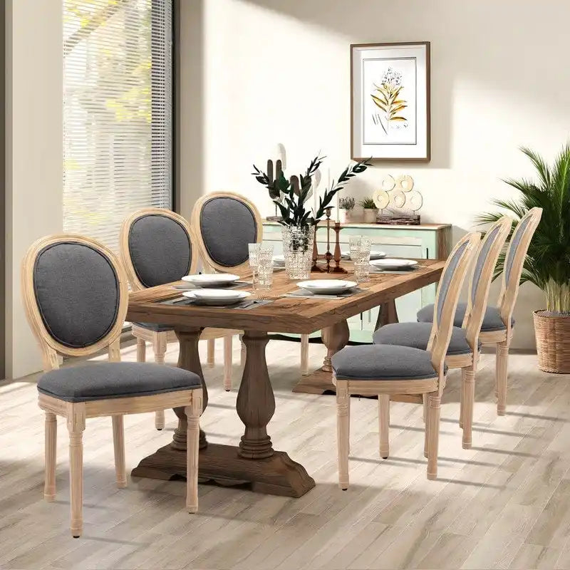 Sedia da pranzo francese con bordo borchiato, set da 6