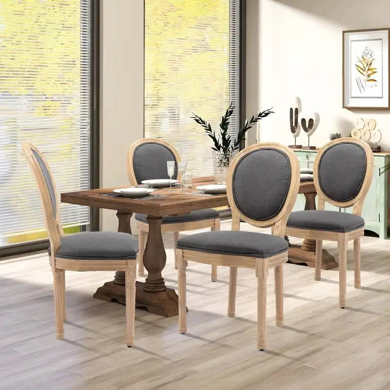 Sedia da pranzo francese con bordo borchiato, set da 6
