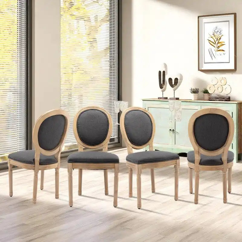 Sedia da pranzo francese con bordo borchiato, set da 6