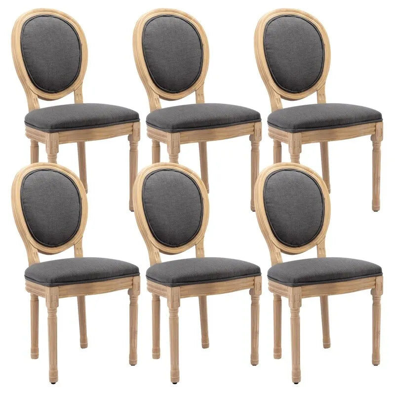 Sedia da pranzo francese con bordo borchiato, set da 6