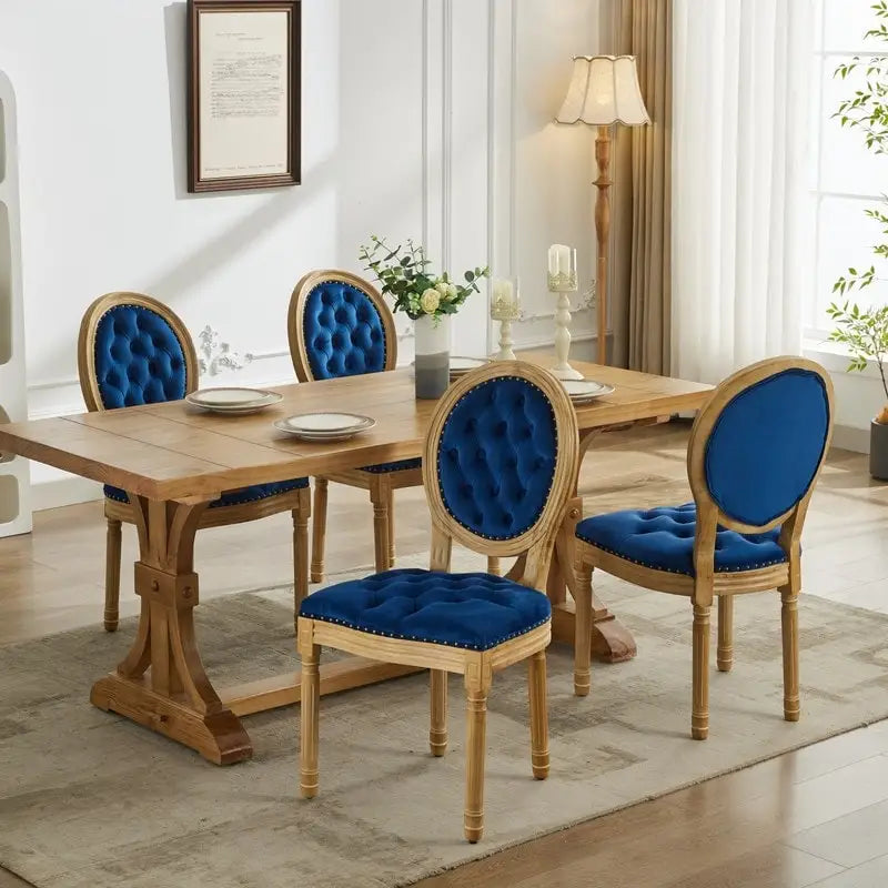 Sedia da pranzo francese con bordo borchiato, set da 6