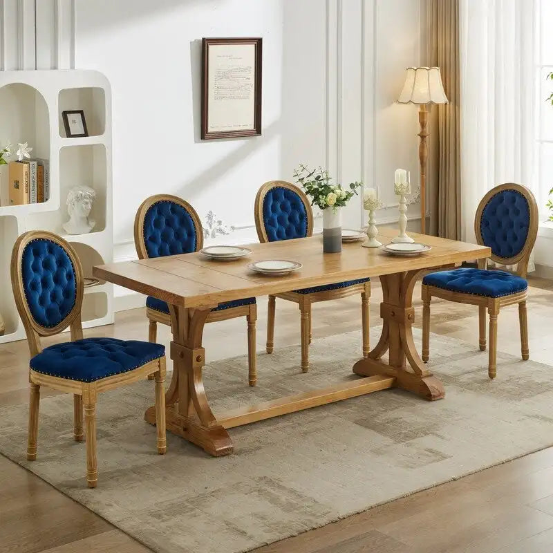 Sedia da pranzo francese con bordo borchiato, set da 6