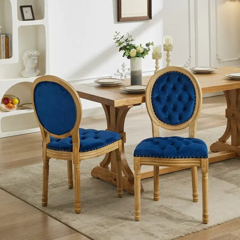 Sedia da pranzo francese con bordo borchiato, set da 6
