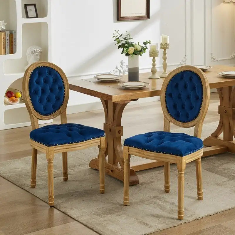 Sedia da pranzo francese con bordo borchiato, set da 6
