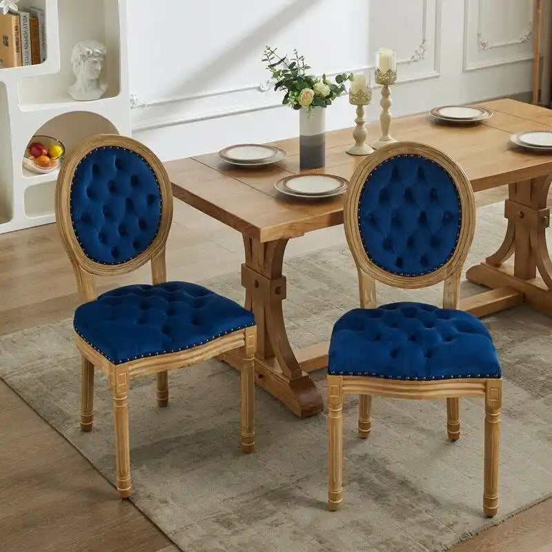 Sedia da pranzo francese con bordo borchiato, set da 6