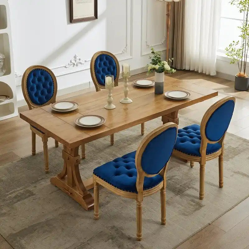 Sedia da pranzo francese con bordo borchiato, set da 6