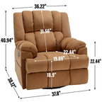 Lazy Boy Swivel Rocker Fabric Recliner Chair, Overstuffed Large Manual Recliner Glider with Pillow Top Arms and Cushion Back