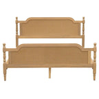 Traditional Style Platform Bed with Rattan Headboard and Footboard for Bedroom