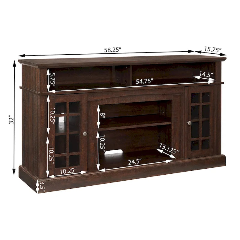 58 Classic TV Stand with Open & Closed Storage for TVs Up to 65