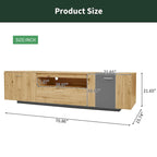 Grey,Natural Wood 70.86 TV Stand with 3 Cabinets & Drawer for TVs Up to 80