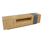 Grey,Natural Wood 70.86 TV Stand with 3 Cabinets & Drawer for TVs Up to 80