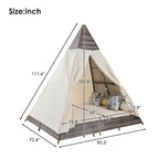 90.5 Outdoor Patio Wicker Triangle Tent Daybed Sunbed with Colorful Pillows and Curtain