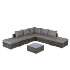 8-Pieces Outdoor Patio Sectional Sofa Set with Washable Cushions & Glass Coffee Table