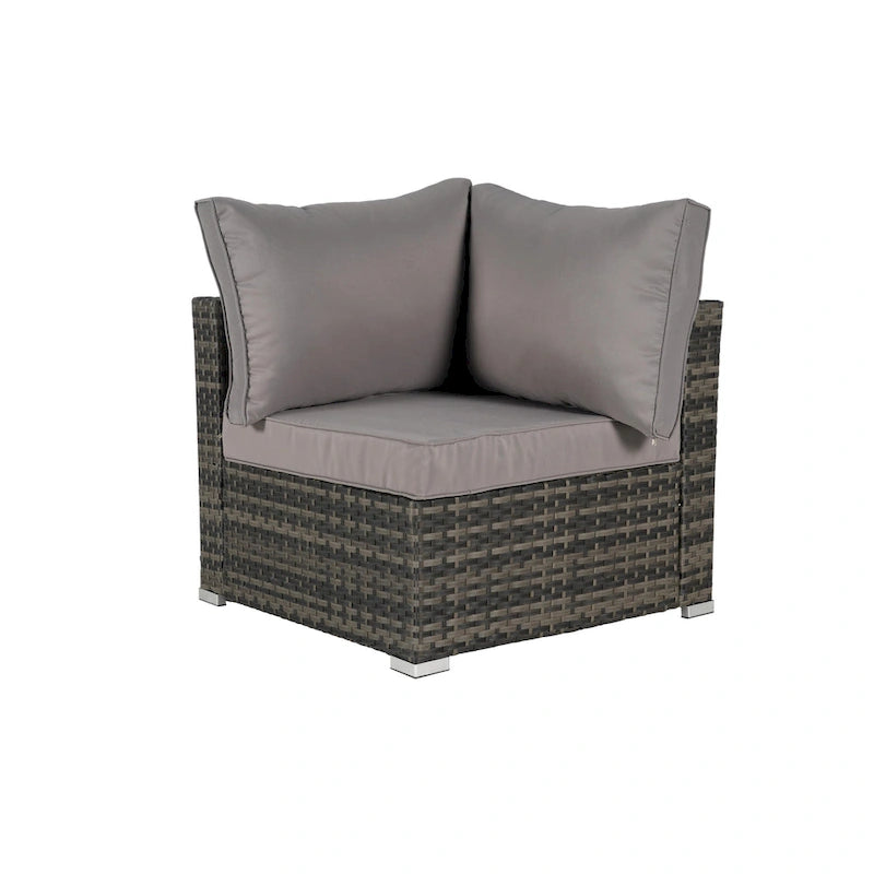 8-Pieces Outdoor Patio Sectional Sofa Set with Washable Cushions & Glass Coffee Table