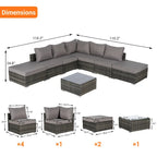 8-Pieces Outdoor Patio Sectional Sofa Set with Washable Cushions & Glass Coffee Table