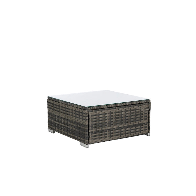 8-Pieces Outdoor Patio Sectional Sofa Set with Washable Cushions & Glass Coffee Table