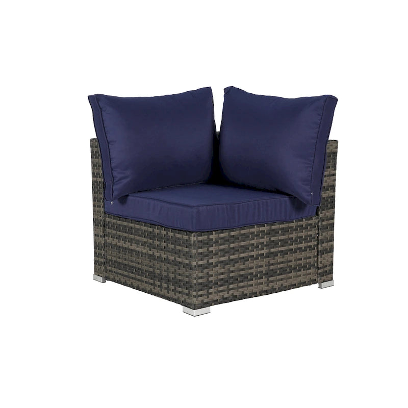 8-Pieces Outdoor Patio Sectional Sofa Set with Washable Cushions & Glass Coffee Table