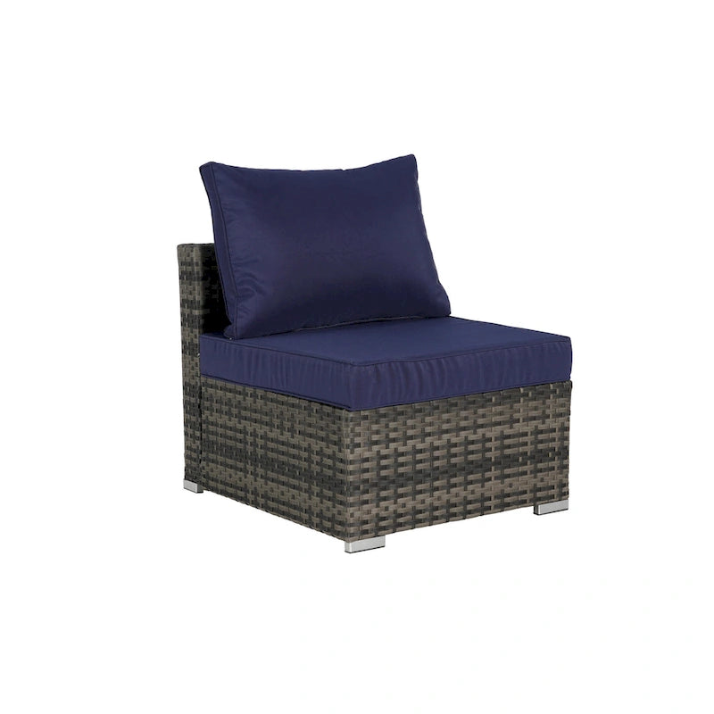 8-Pieces Outdoor Patio Sectional Sofa Set with Washable Cushions & Glass Coffee Table