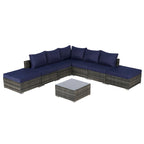 8-Pieces Outdoor Patio Sectional Sofa Set with Washable Cushions & Glass Coffee Table